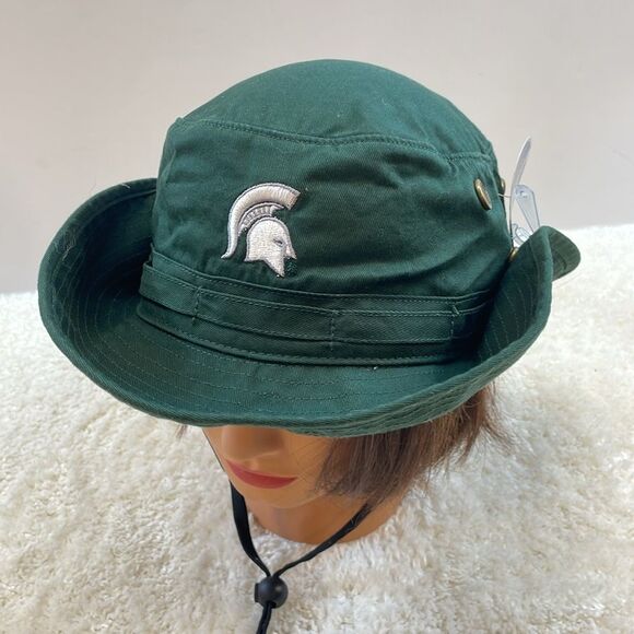 Michigan State Spartans Wide Brim Boonie Hat Adjustable Strap Green Unisex - Picture 5 of 7